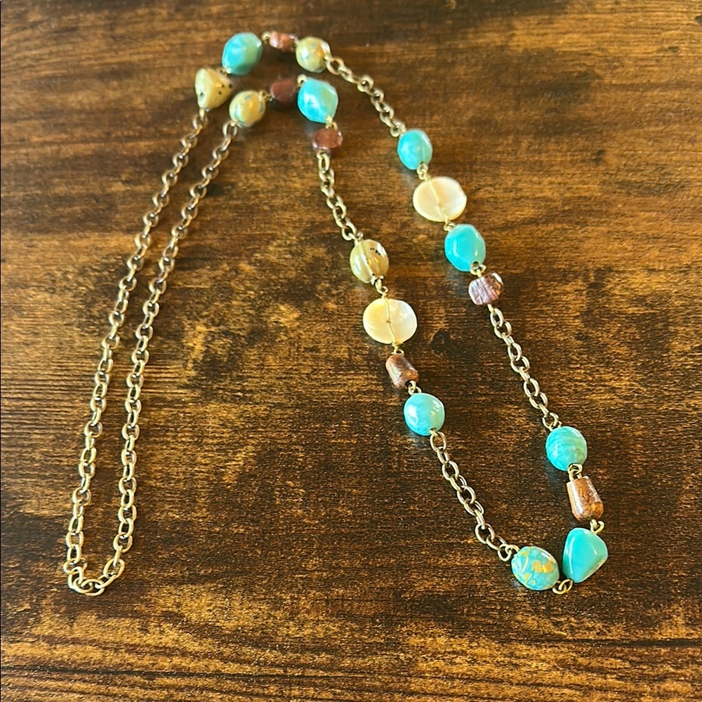 Elegant Gold and Turquoise Necklace